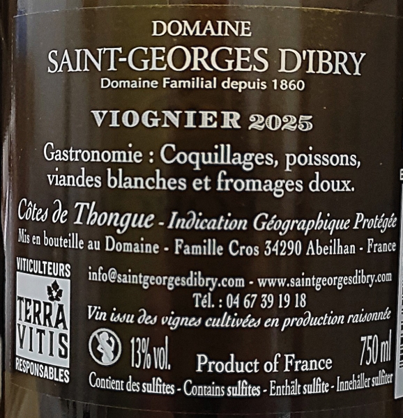 Domaine Saint-Georges d'Ibry Viognier 2025 IGP Cotes de Thongue, Weißwein trocken 0,75l